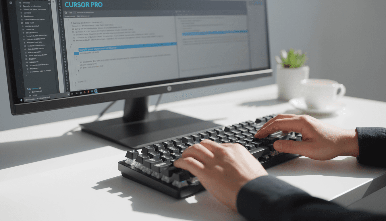 Cursor Pro development interface with AI code suggestions