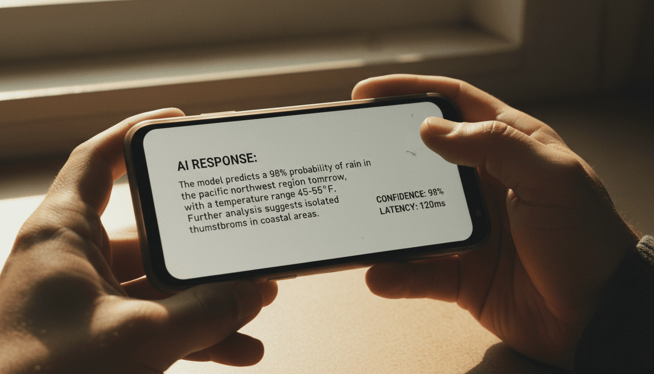 Close-up of hands reviewing SuperGrok Heavy response on mobile device