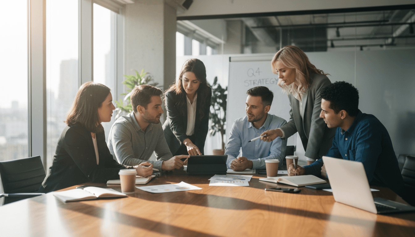 Professional team meeting at modern office