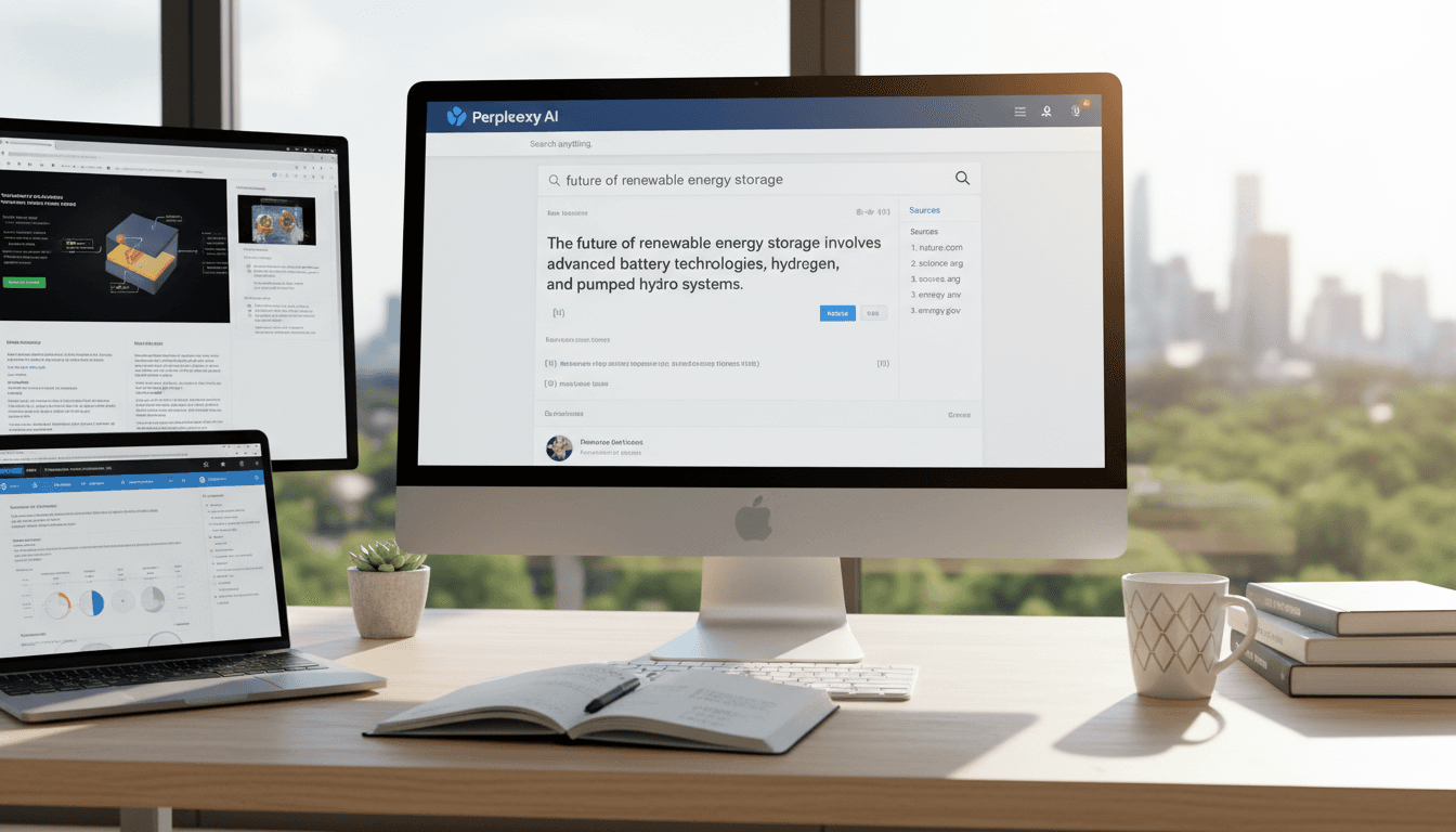 Perplexity Pro interface displaying search results with citations and sources