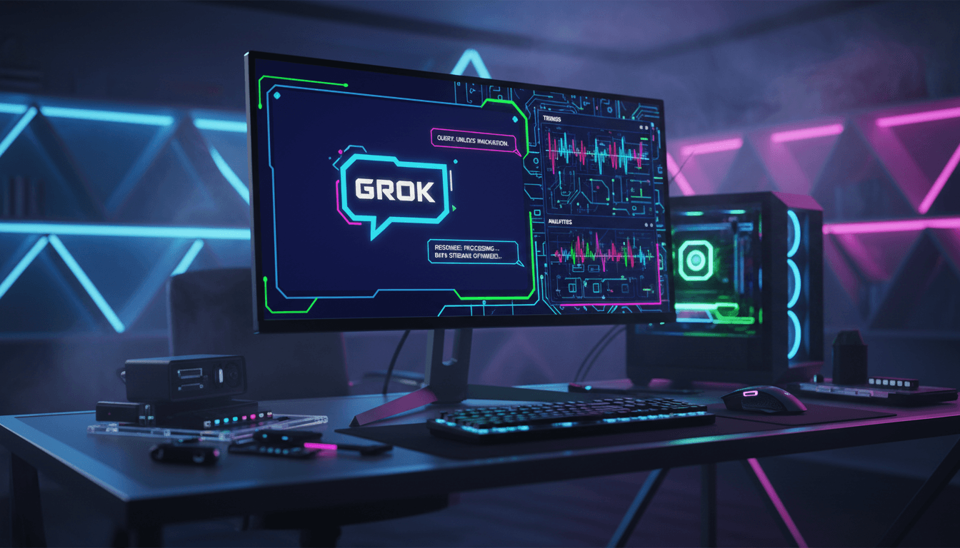 Grok interface showing conversational AI with distinctive design style