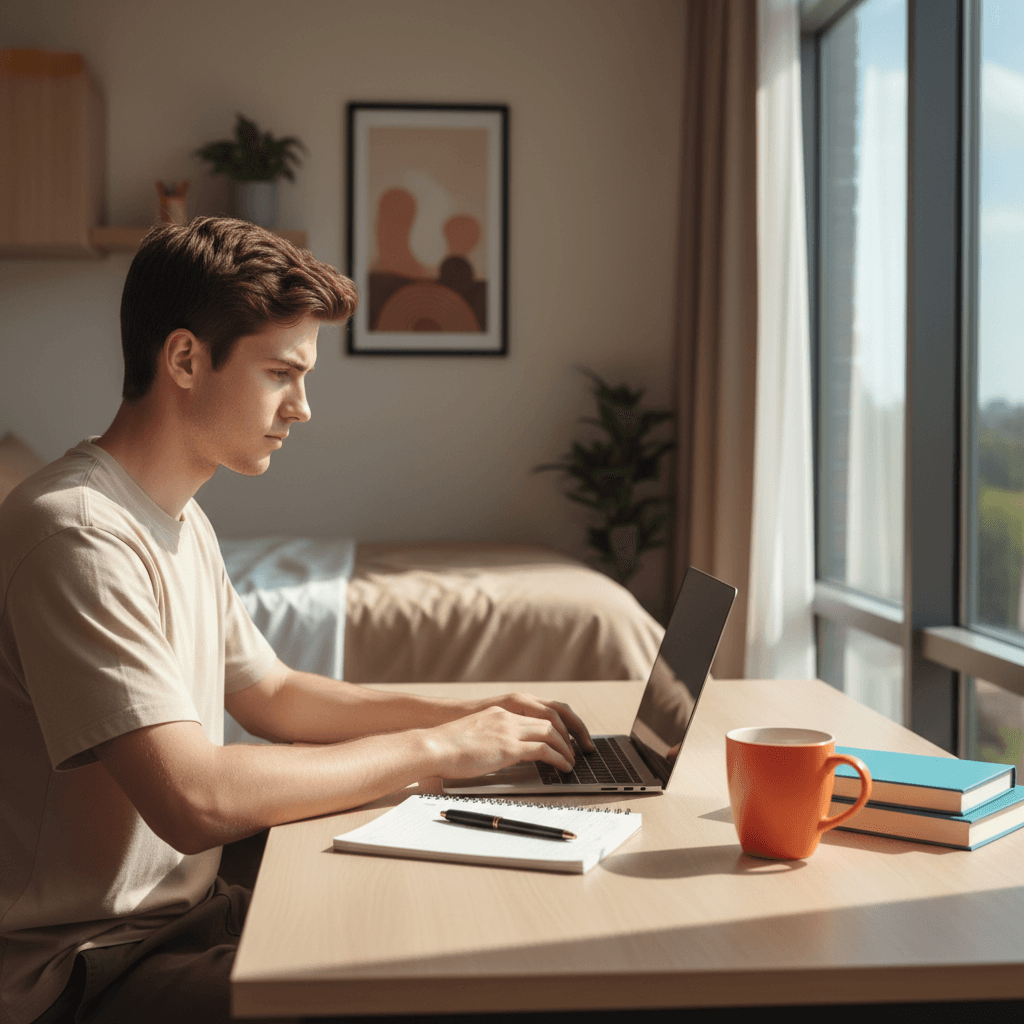 Student using AI tools for research