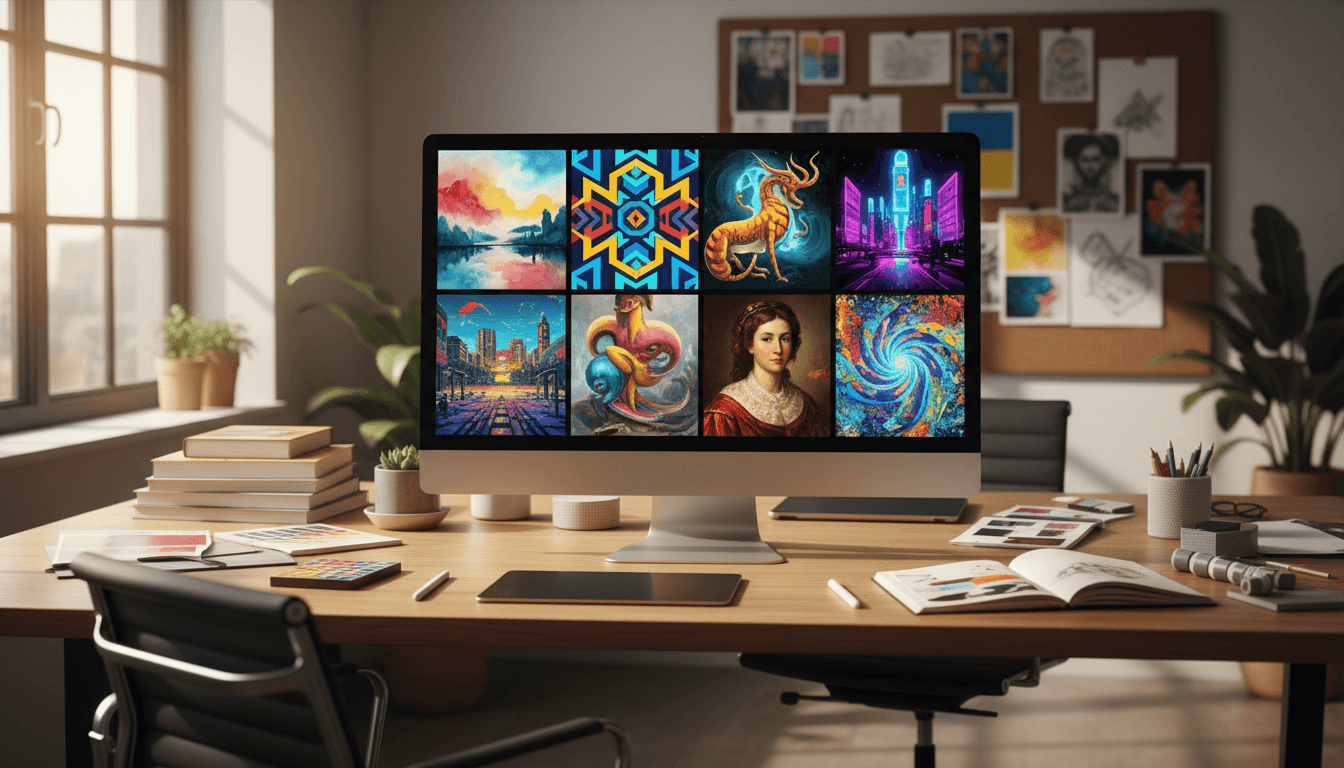 Image generation interface showing multiple creative visual variations