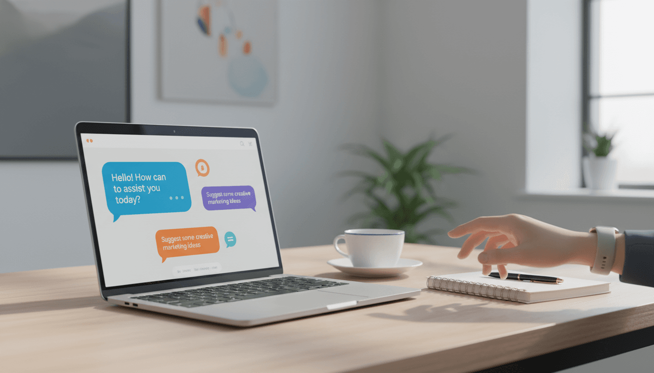 Person working at a laptop reviewing AI subscription services